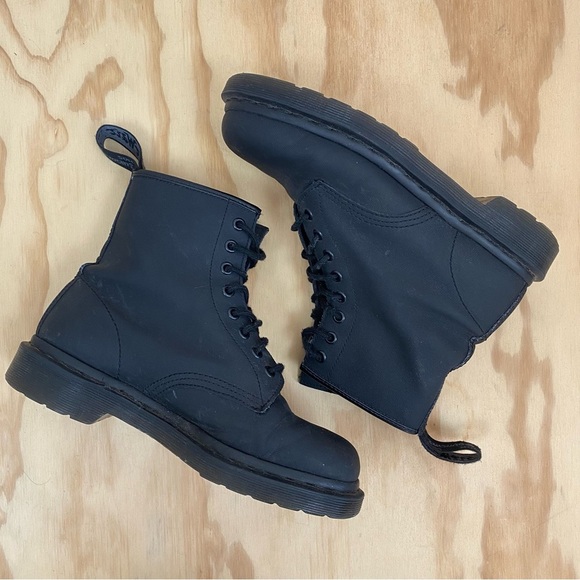 Dr. Martens 1460 Broder Lace Up Combat Boot Mono Black - Picture 1 of 10